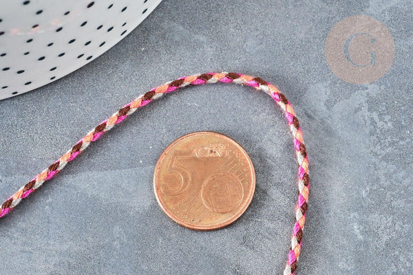 Cordon tressé rouge vert bordeaux or 1.5mm, cordon pour bijoux, scrapbooking,corde décoration, x 1Mètre G5812