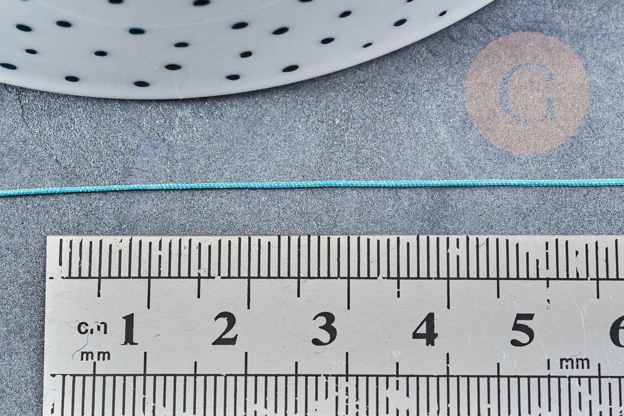 Cordon turquoise tressé polyester 0.4mm, cordon fil de jade pour bijoux, x 1Mètre G8451