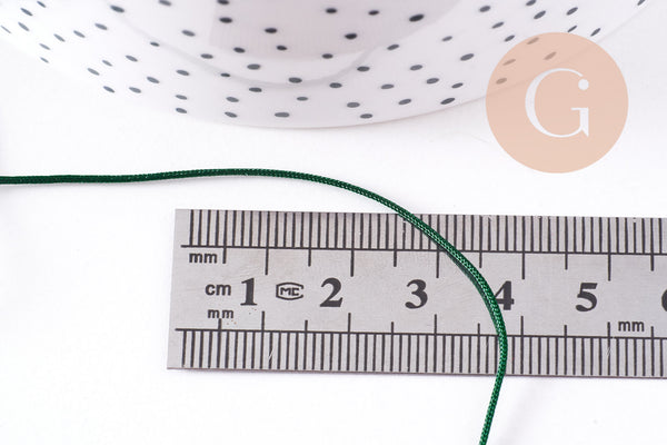 Cordon vert foncé tressé polyester 0.8mm, x1 mètre (G10673)
