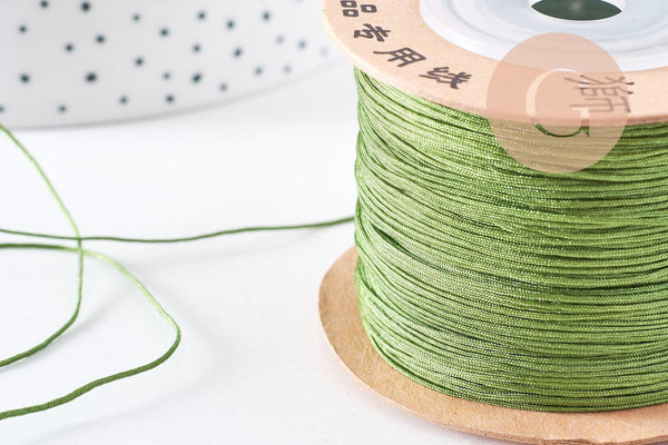 Cordon vert kaki tressé polyester 0.6mm, x1 mètre (G10663)