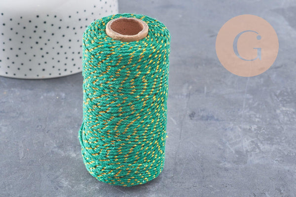 Cordon vert or, fabrication bijoux, création bijoux,ruban mariage,fourniture créative, scrapbooking,1-1.55mm, bobine 100 mètres (G2147)