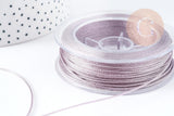 Cordon violet métallisé polyester 1mm, fil pour bijoux noeud coulissant, x1 mètre (G9095)