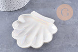 Coupelle présentoir coquillage à bijoux porcelaine blanche 111mm, x1 (G10328)