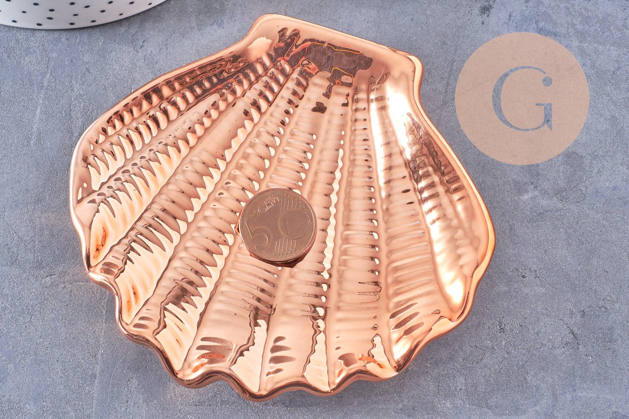 Coupelle présentoir coquillage à bijoux porcelaine blanche ou dorée 100-110mm, x1 (G10329)
