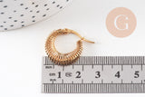 Créole acier doré, bijoux doré, oreille percée,sans nickel, boucles acier,23.5mm, la paire (G3147)
