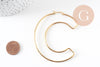 Créole lettre C acier doré, bijoux acier inoxydable, création bijoux, oreille percée,sans nickel, boucles acier, 75.5mm,la paire (G4286)