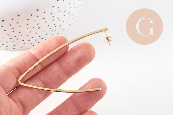 Créole ovale grande acier doré, oreille percée,sans nickel, boucles acier, 77mm, la paire (G2832)