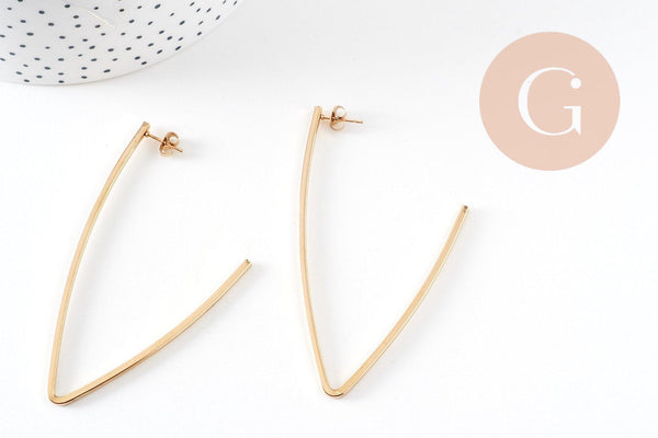 Créole ovale grande acier doré, oreille percée,sans nickel, boucles acier, 77mm, la paire (G2832)