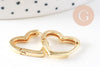 Créoles coeur bijoux laiton doré 18K sans nickel 16.5mm, la paire (G3720)