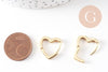 Créoles coeur bijoux laiton doré 18K sans nickel 16.5mm, la paire (G3720)