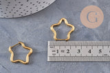 Créoles étoile acier 201 inoxydable doré 18K IP 23mm, la paire (G10966)