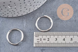 Créoles fine acier 304 inoxydable platine 23mm, x1 paire (G10864)