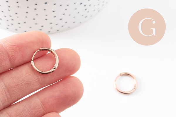 Créoles fine acier 316 inoxydable or rose IP 17mm, x1 paire (G10895)