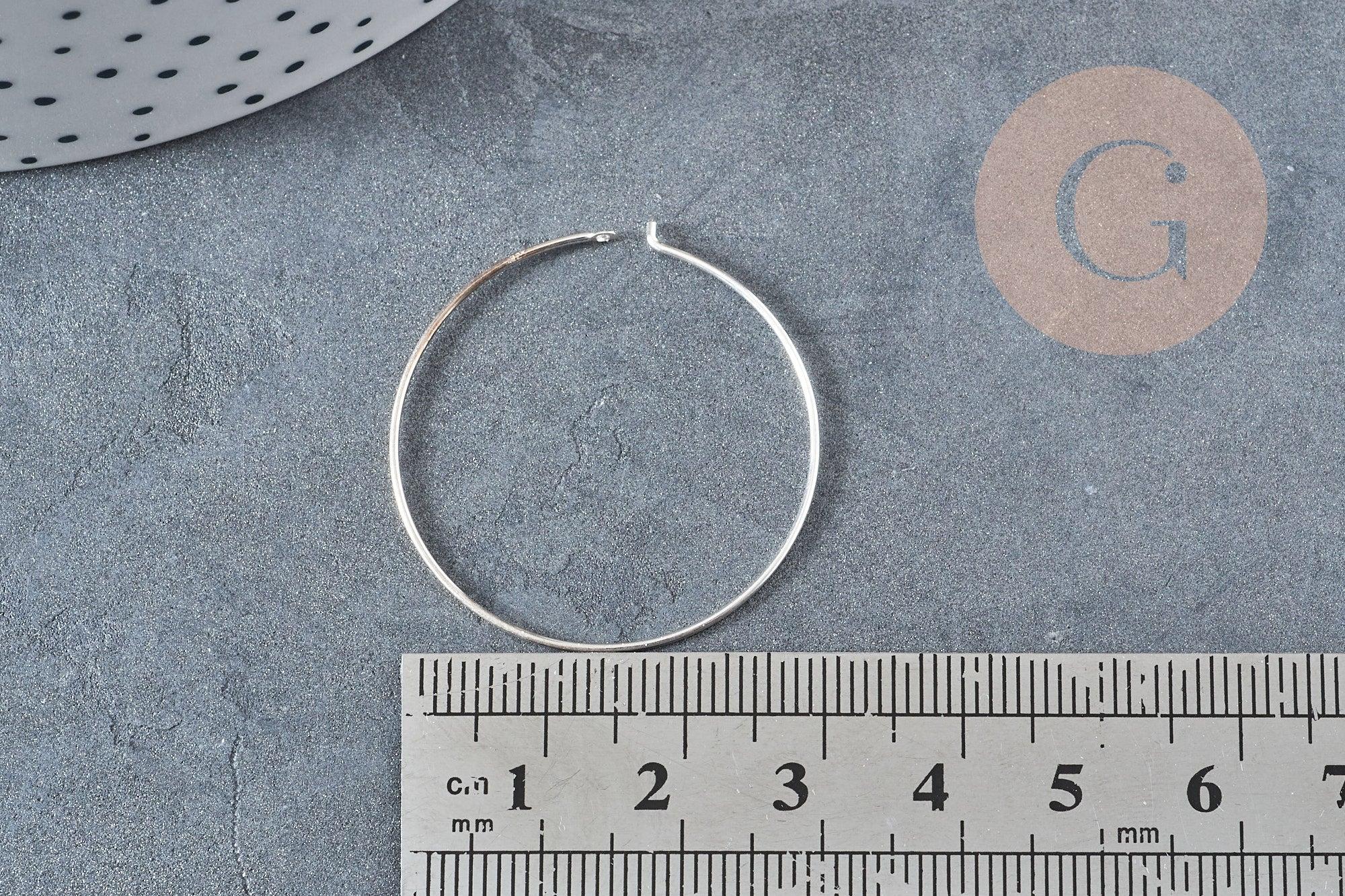 Boucles créoles fine argent massif 925 30mm, x2 (G8783)