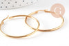 Créoles grande acier doré, bijoux doré,sans nickel, boucles acier, 44-46mm la paire (G6732)