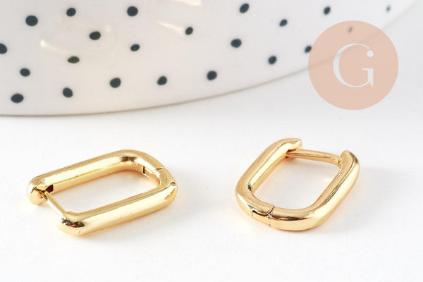 Créoles laiton doré 18k forme U 17.5mm, la paire (G3614)