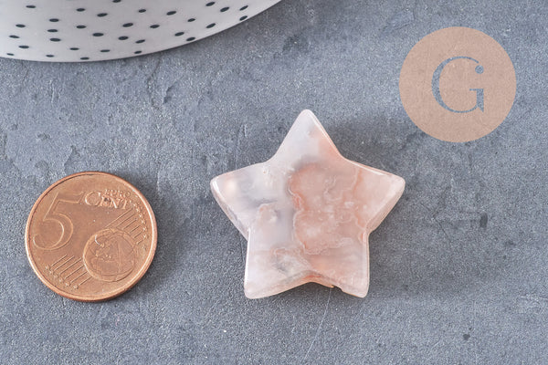 Décorations pour la maison en agate de fleurs de cerisier naturelles, étoiles du nord, x1 G8249