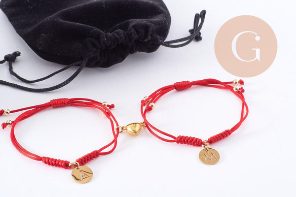 Duo bracelets union Saint Valentin aimant coeur, x1 (G10121)