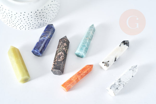 EP A RENOUVELER-Pointe jade jaune citron naturelle 70-80mm, pierre naturelle séance lithothérapie, la pièce G8409