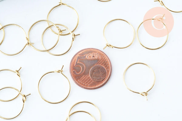 EP -Anneaux créoles en acier 316 doré inoxydable 16mm, supports création bijoux x20 G6068