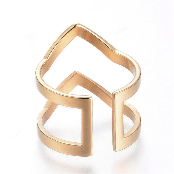 EP-Bague chevron acier doré minimaliste 16mm, x1 (G3326)