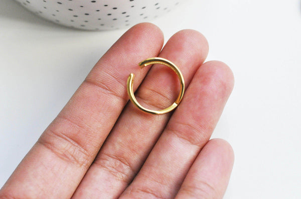 EP-Bague chevron acier doré minimaliste 16mm, x1 (G3326)