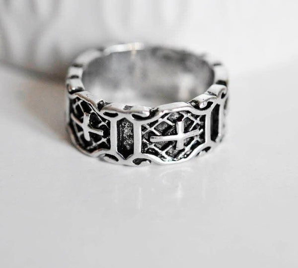 EP Bague croix argenté homme 20mm, x1 (G0764)