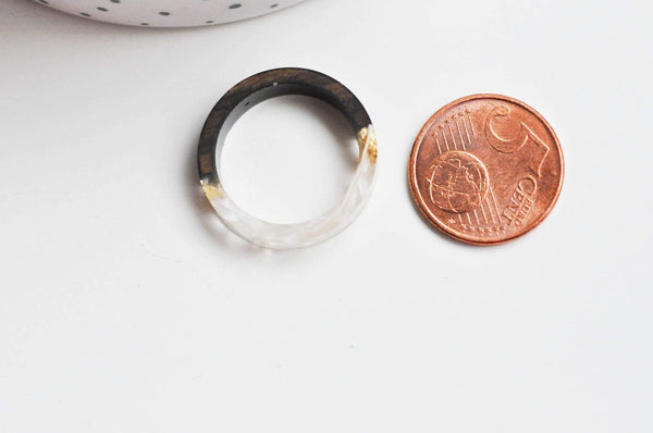 EP-Bague ébène bois résine feuille d'or 19mm, x1 (G4646)