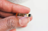 EP-Bague ébène bois résine feuille d'or orange 19mm, x1 (G4647)