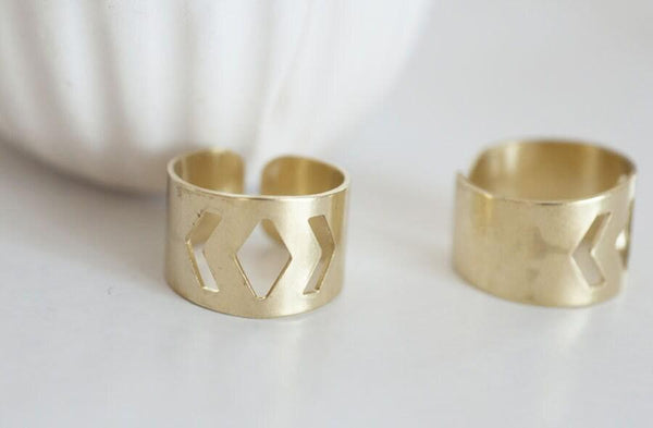 EP Bague réglable chevron, creation bijoux,bague laiton brut, bijou minimaliste géométrique,support bague,19mm, bague sans nickel, les 2,G1854