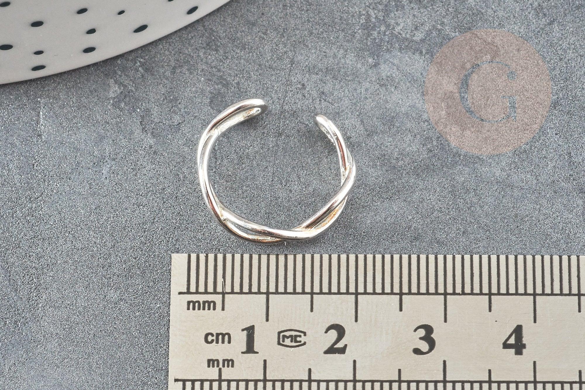 EP-Bague réglable croisée argent 925 massif 20mm, x1 (G9137)