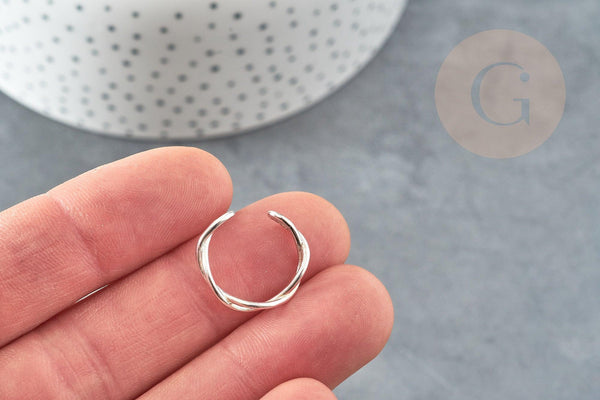 EP-Bague réglable croisée argent 925 massif 20mm, x1 (G9137)