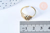 EP-Bague réglable feuille de palme acier doré Taille 54, x1 (G6409)