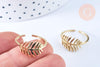 EP-Bague réglable feuille de palme acier doré Taille 54, x1 (G6409)