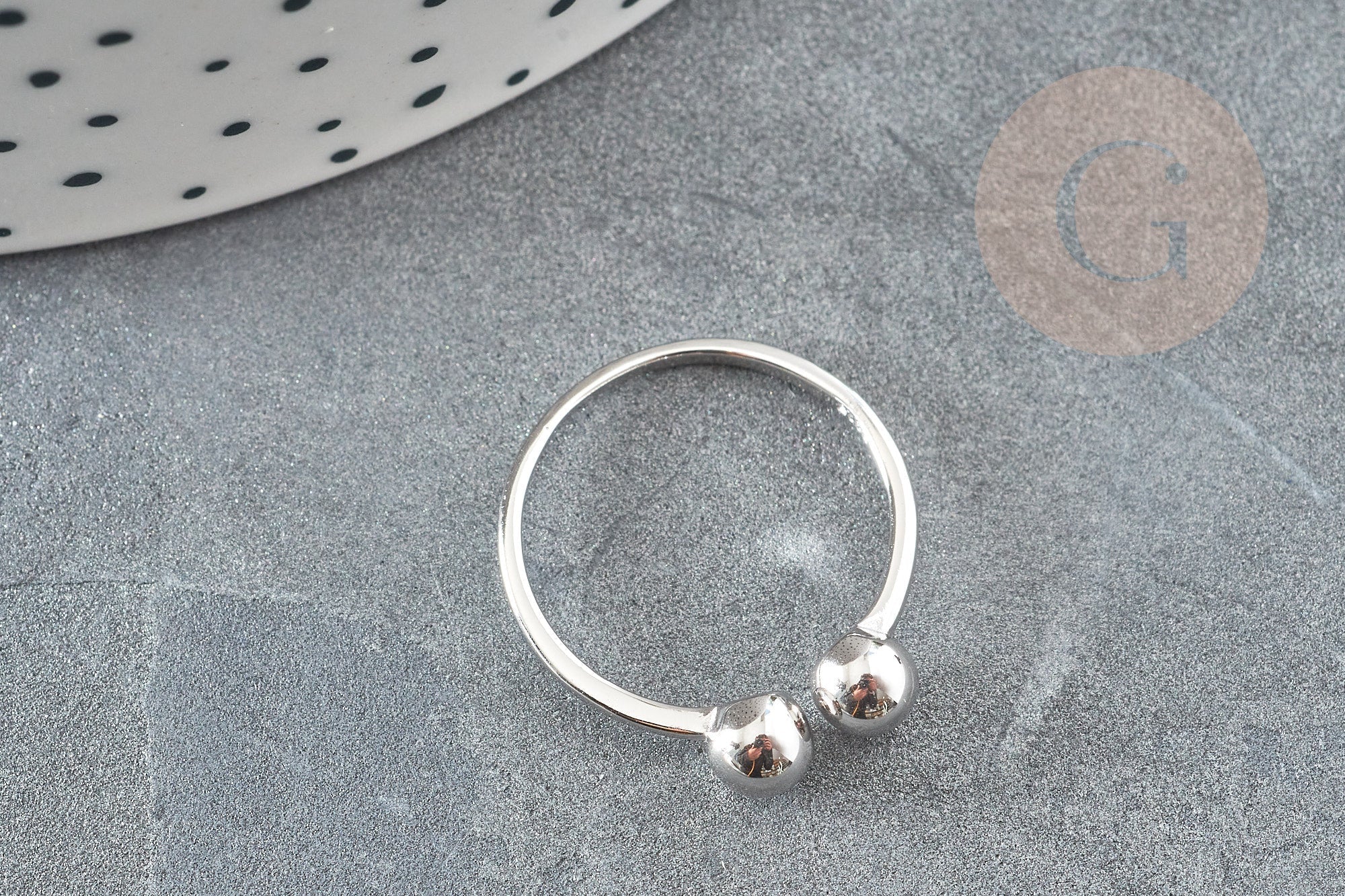 EP-Bague réglable finition boule argent 925 massif 20mm, x1 (G9143)