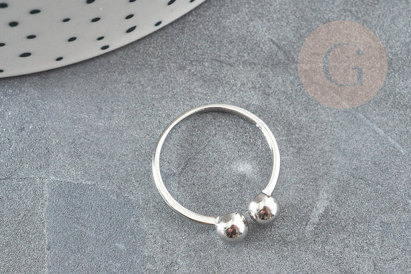 EP-Bague réglable finition boule argent 925 massif 20mm, x1 (G9143)