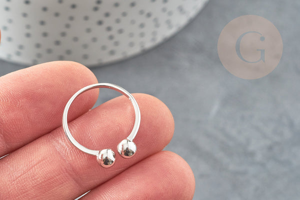 EP-Bague réglable finition boule argent 925 massif 20mm, x1 (G9143)