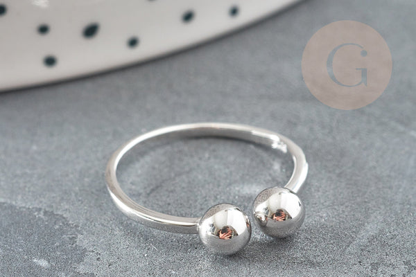 EP-Bague réglable finition boule argent 925 massif 20mm, x1 (G9143)