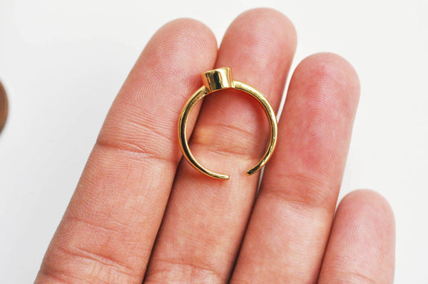 EP Bague réglable laiton doré zircon 17mm, x1 (G3455)