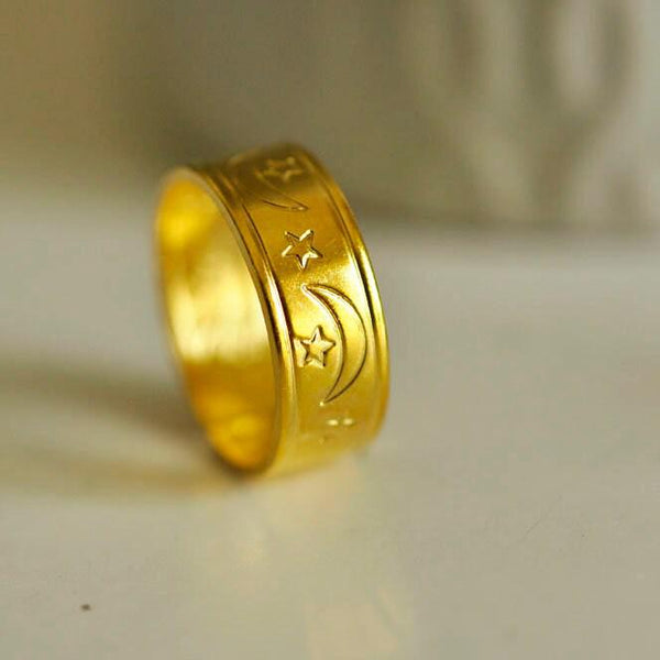 EP Bague réglable lune etoiles 14mm, les 2-G1863