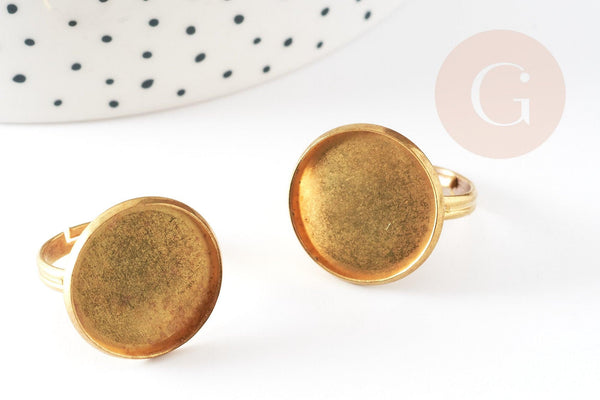 EP-Bague réglable pour cabochon 18mm laiton brut, x5 (G1904)