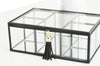 EP Boite à bijoux en verre métal noir rectangle,rangement bijoux, boite verre vintage décoration minimaliste, boîte verre, 18cm,G4886