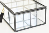 EP Boite à bijoux en verre métal noir rectangle,rangement bijoux, boite verre vintage décoration minimaliste, boîte verre, 18cm,G4886
