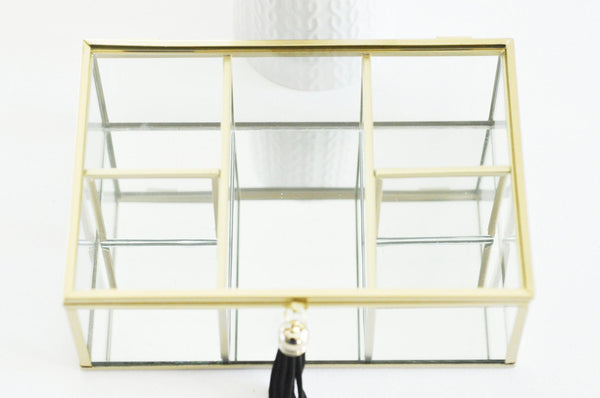 EP Boite à bijoux en verre rectangle,rangement bijoux, boite verre vintage, boîte décoration, décoration minimaliste, boîte verre, 18cm,G3258