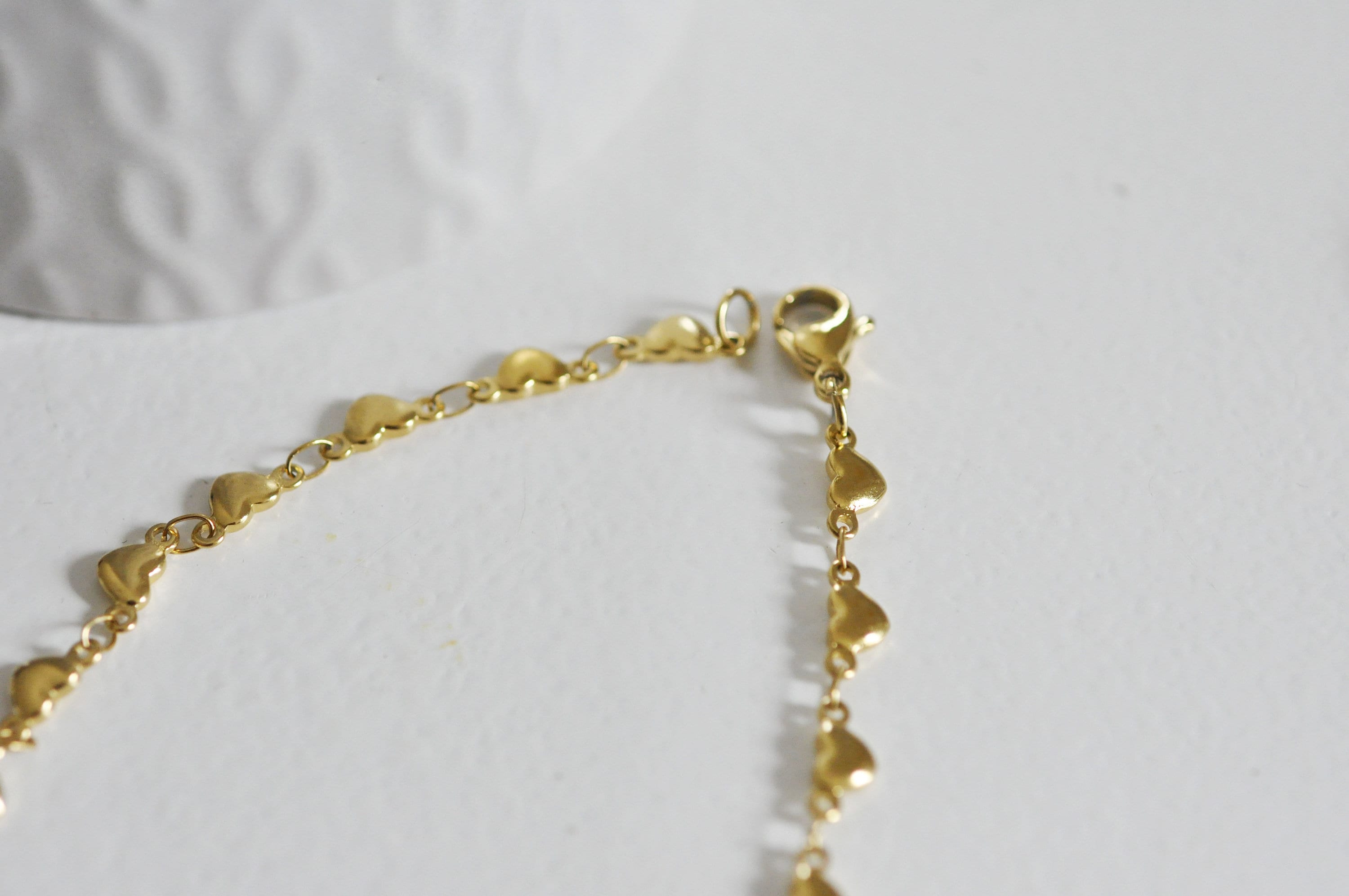 EP Bracelet acier dorée 14k cœur,un bracelet fantaisie sans nickel en acier inoxydable doré,2mm,21cm, x1 G5343