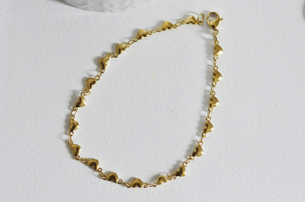 EP Bracelet acier dorée 14k cœur,un bracelet fantaisie sans nickel en acier inoxydable doré,2mm,21cm, x1 G5343