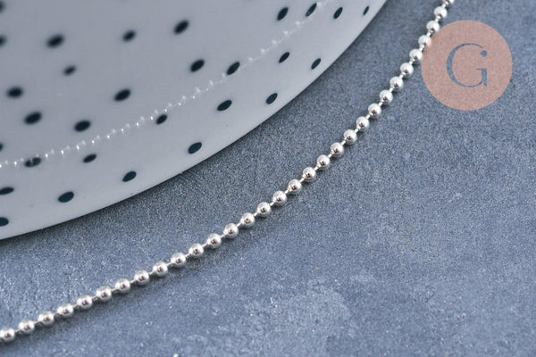 EP Bracelet chaine de cheville boule très fine argent 925 massif 22.8cm, chaine en argent pour création bijoux, x1 G8228