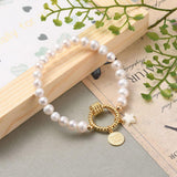 EP Bracelet élastique perles Naturelles laiton doré 50mm, x1 (G4105)