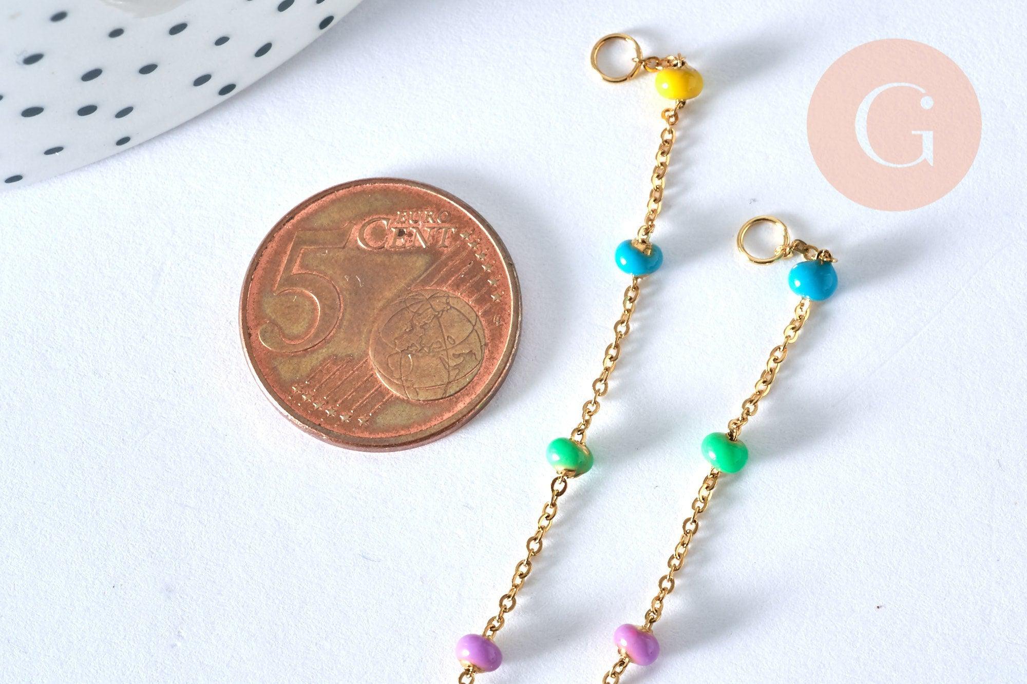 EP -Bracelet fin résine multicolore acier doré 14k avec anneaux 16mm, création bracelet acier doré inoxydable sans nickel, x1 G6805