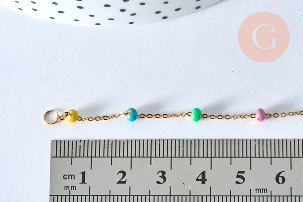 EP -Bracelet fin résine multicolore acier doré 14k avec anneaux 16mm, création bracelet acier doré inoxydable sans nickel, x1 G6805